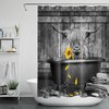Funny Highland Cow Sunflower Print Shower Curtain for Modern Farmhouse Bathroom Decor