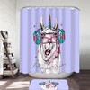 Funny Hipster Llama Unicorn Shower Curtain For Unique Bathroom Decor