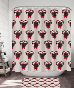 Funny Hipster Pug Dog Pattern Shower Curtain For Cool Bathroom