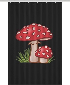 Funny Home Decoration with Printed Magic Mushrooms Bathroom Shower Curtain Fabric. 