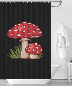Funny Home Decoration with Printed Magic Mushrooms Bathroom Shower Curtain Fabric.