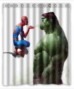 Funny Hulk And Spiderman Waterproof Shower Curtain For Bathroom