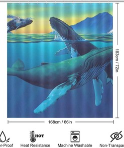 Funny Humpback Whales Wonderland Shower Curtain For Bathroom Decoration