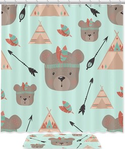Funny Indian Bear Waterproof Shower Curtain For Bathroom Curtain