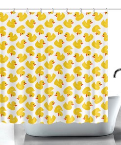 Funny Kids Gift Yellow Rubber Duck Shower Curtain for a Quirky Bathroom Decor 