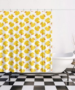 Funny Kids Gift Yellow Rubber Duck Shower Curtain for a Quirky Bathroom Decor