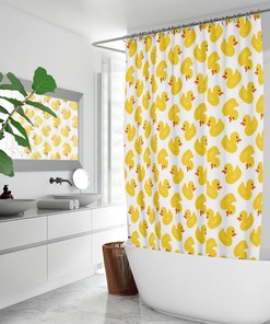 Funny Kids Gift Yellow Rubber Duck Shower Curtain for a Quirky Bathroom Decor 