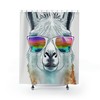 Funny Llama Animal Print Shower Curtain - Whimsical Bathroom Decor with Shades for Kids 