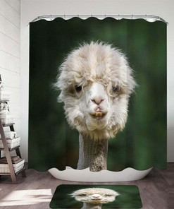 Funny Llama Photo Print Shower Curtain For Bathroom