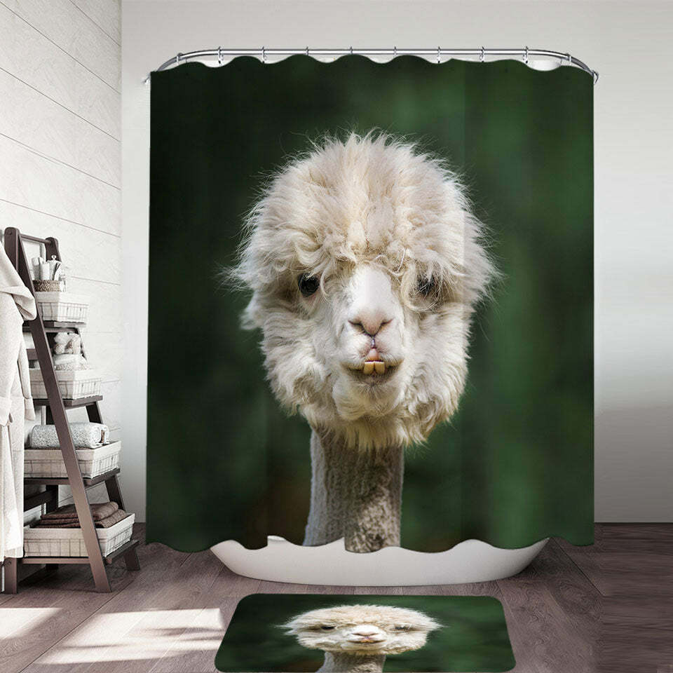 Funny Llama Photo Print Shower Curtain For Bathroom
