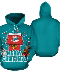Funny Merry Christmas Miami Dolphins All Over Print 3D Hoodie