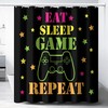 Funny Modern Gaming Device Shower Curtain For Kids - Black Fabric Waterproof Cloth Bathroom Decor