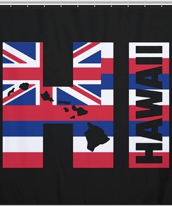 Funny Modern Hawaii Flag Shower Curtain For Durable And Waterproof Bathroom Decorations