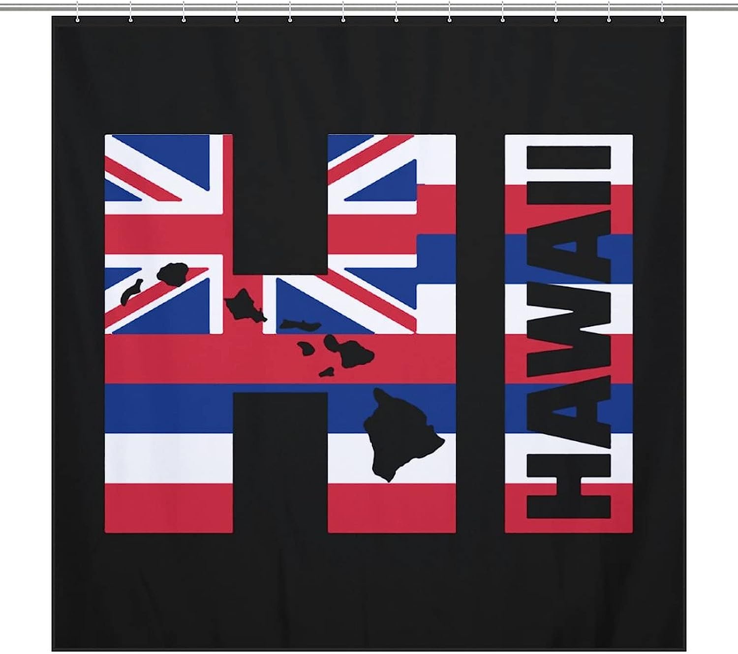 Funny Modern Hawaii Flag Shower Curtain For Durable And Waterproof Bathroom Decorations