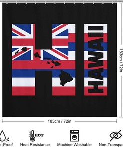 Funny Modern Hawaii Flag Shower Curtain For Durable And Waterproof Bathroom Decorations