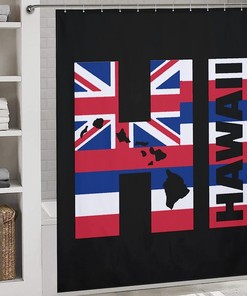 Funny Modern Hawaii Flag Shower Curtain For Durable And Waterproof Bathroom Decorations