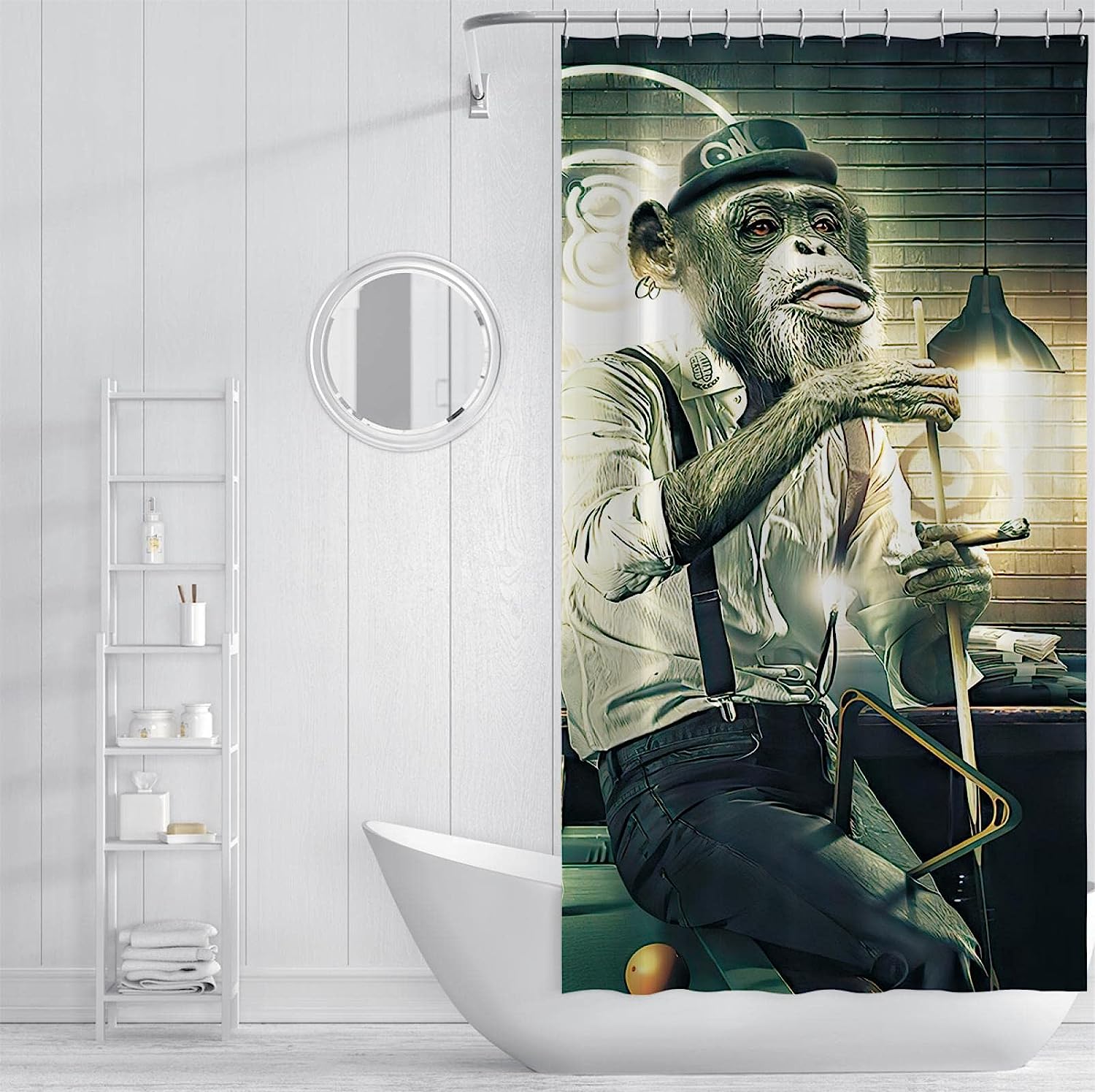 Funny Monkey Billiard Shower Curtain For A Customized Bathroom Decor - Image 3