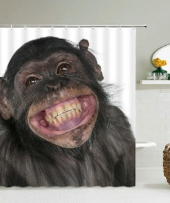 Funny Monkey Shower Curtain, 3D Bath Animal Prints Bathroom Decor