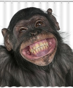 Funny Monkey Shower Curtain, 3D Bath Animal Prints Bathroom Decor