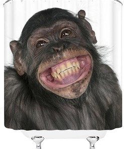 Funny Monkey Shower Curtain, 3D Bath Animal Prints Bathroom Decor