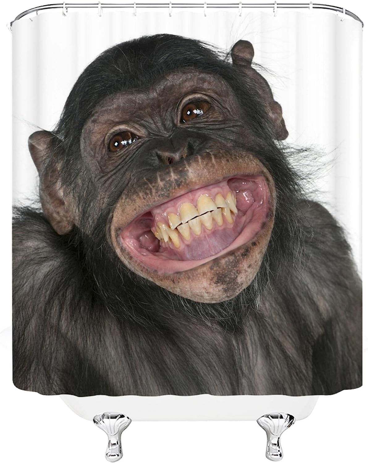 Funny Monkey Shower Curtain, 3D Bath Animal Prints Bathroom Decor
