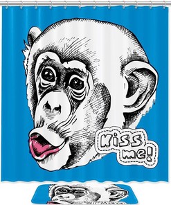 Funny Monkey Waterproof Shower Curtain Bathroom Curtain Unique Print