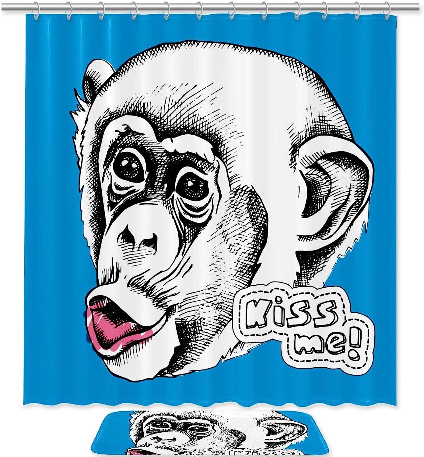Funny Monkey Waterproof Shower Curtain Bathroom Curtain Unique Print