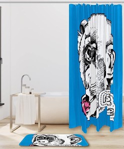 Funny Monkey Waterproof Shower Curtain Bathroom Curtain Unique Print