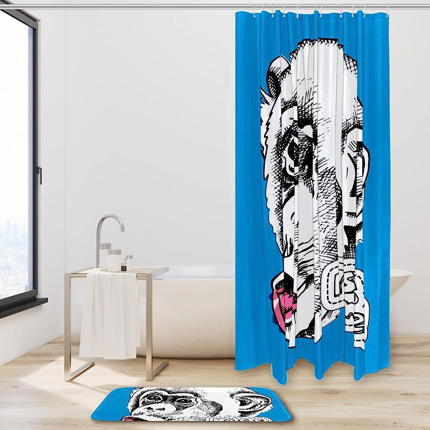 Funny Monkey Waterproof Shower Curtain Bathroom Curtain Unique Print