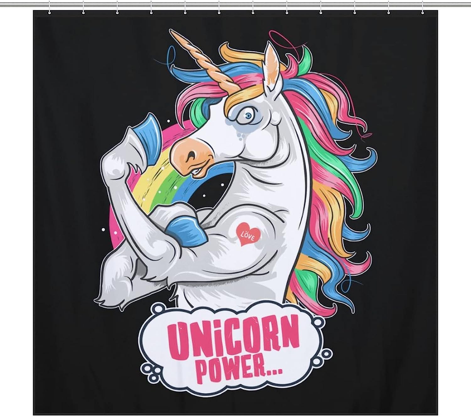 Funny Muscle Unicorn Shower Curtain Fabric Design For Bathroom Decoration