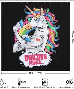 Funny Muscle Unicorn Shower Curtain Fabric Design For Bathroom Decoration