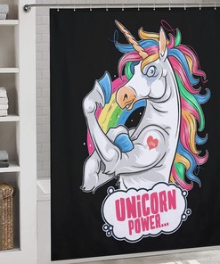 Funny Muscle Unicorn Shower Curtain Fabric Design For Bathroom Decoration