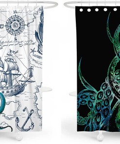 Funny Nautical Octopus Shower Curtain - A Playful And Whimsical Addition To Your Bathroom Decor