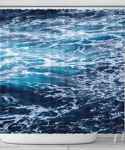 Funny Ocean Sand Shower Curtain with Tropical Bathtub Decor - Quirky Bathroom Decoration Artwork