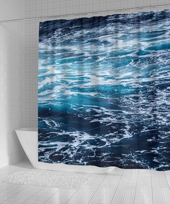 Funny Ocean Sand Shower Curtain with Tropical Bathtub Decor - Quirky Bathroom Decoration Artwork