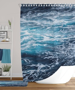 Funny Ocean Sand Shower Curtain with Tropical Bathtub Decor - Quirky Bathroom Decoration Artwork