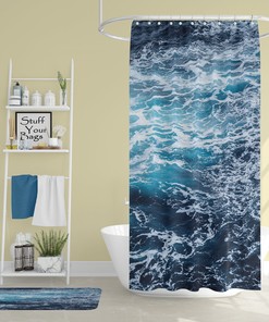 Funny Ocean Sand Shower Curtain with Tropical Bathtub Decor - Quirky Bathroom Decoration Artwork