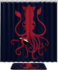 Funny Octopus Ocean Print Waterproof Shower Curtain for Bathroom Decor