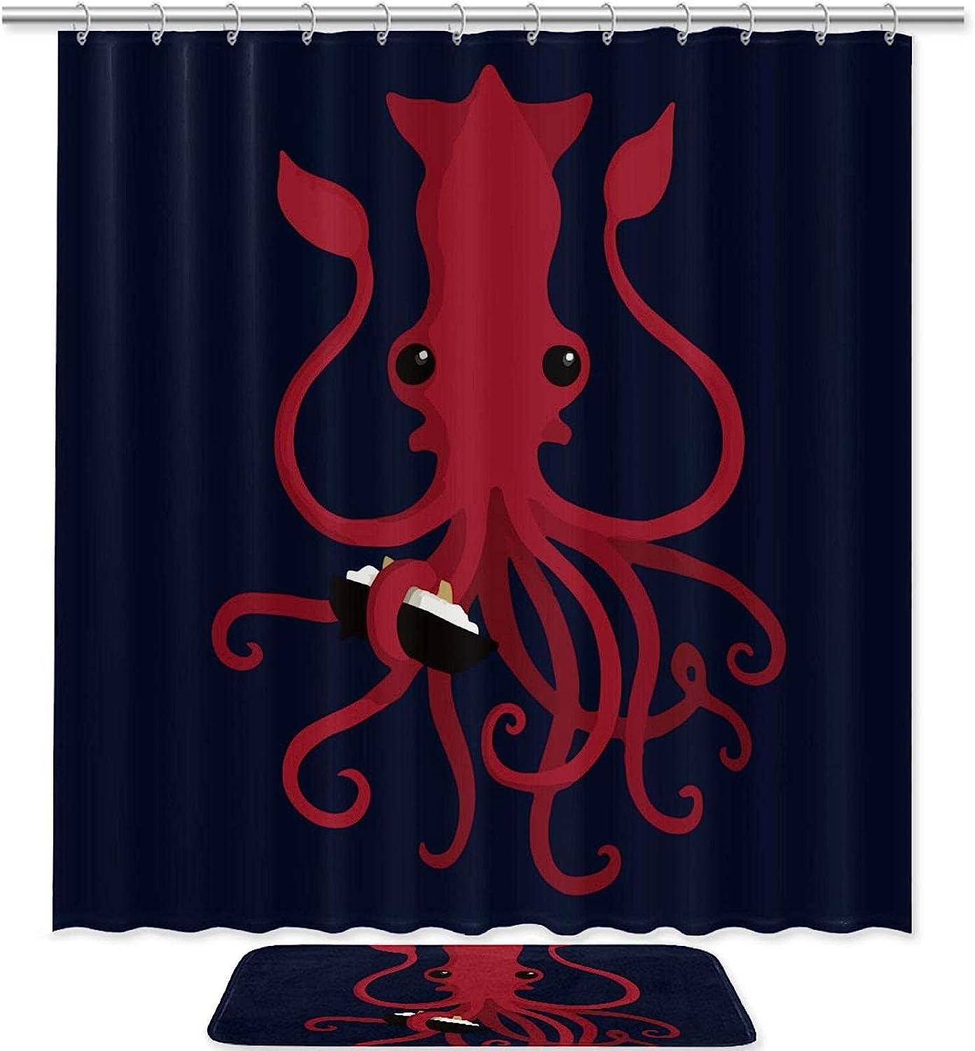 Funny Octopus Ocean Print Waterproof Shower Curtain for Bathroom Decor