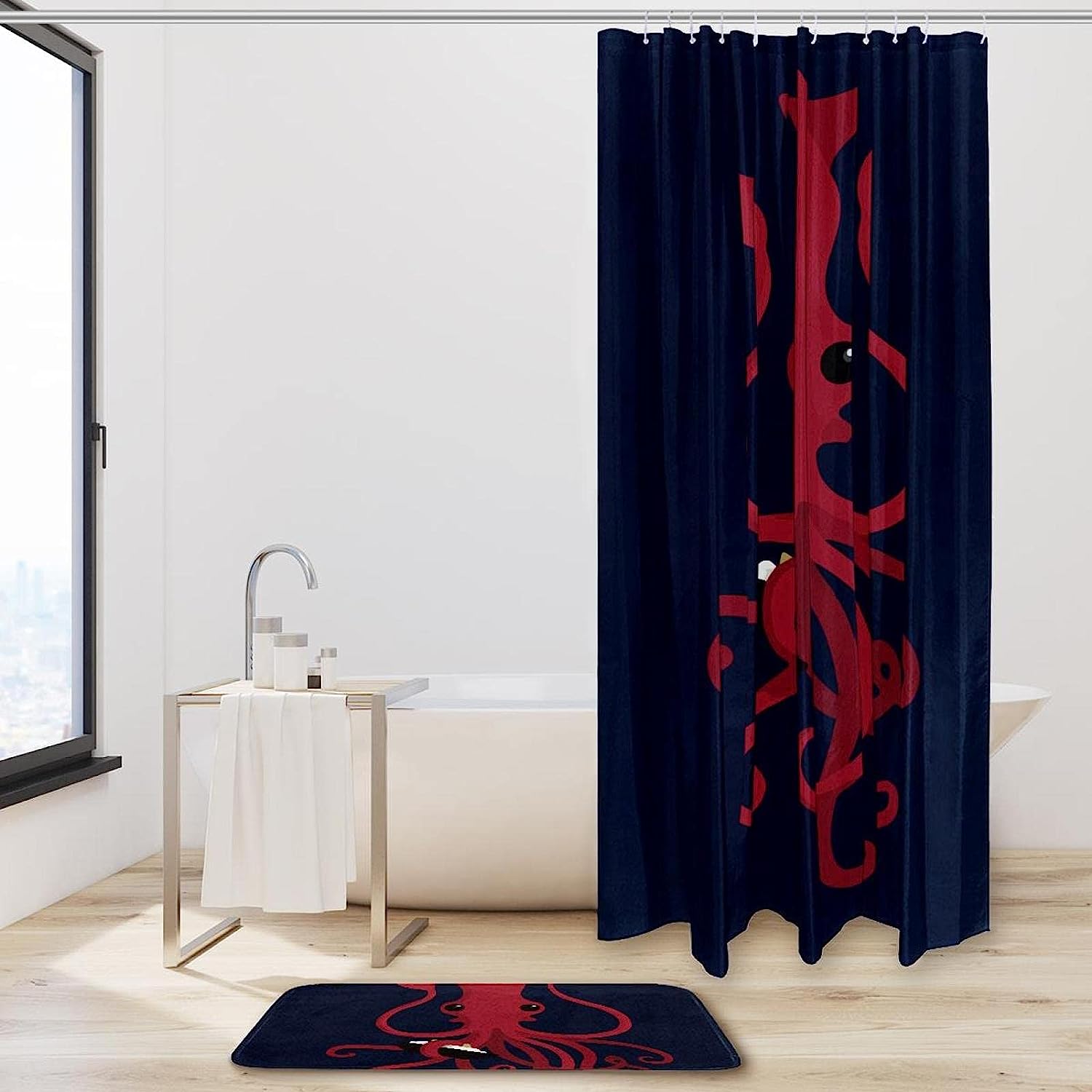 Funny Octopus Ocean Print Waterproof Shower Curtain for Bathroom Decor