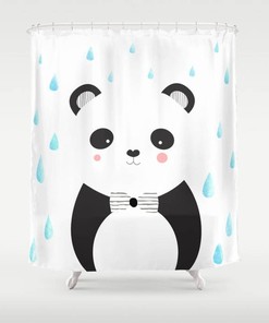 Funny Panda Print Shower Curtain: Kawai Gift For Bathroom Woman Kids Children Bath