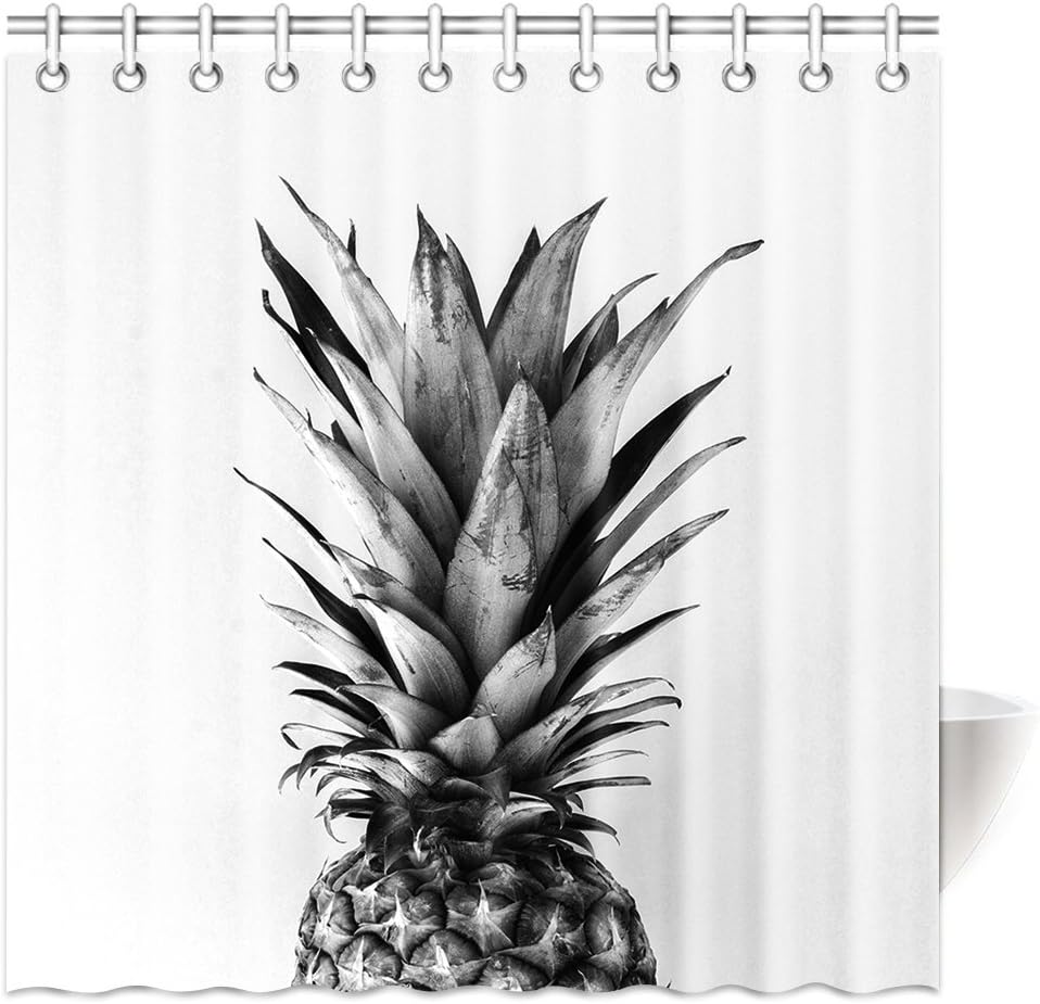 Funny Pineapple Fruit Patterned Waterproof Bath Curtain