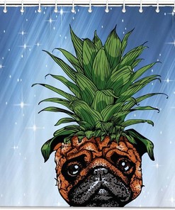 Funny Pineapple Pug Shower Curtain - Whimsical And Playful Shower Curtain For Your Bathroom