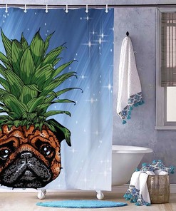 Funny Pineapple Pug Shower Curtain - Whimsical And Playful Shower Curtain For Your Bathroom