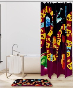Funny Play Planet Spaceship Game Board Waterproof Shower Curtain For Bathroom