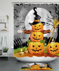 Funny Pumpkin Wizard Shower Curtain - Cute And Witty Bathroom Decor