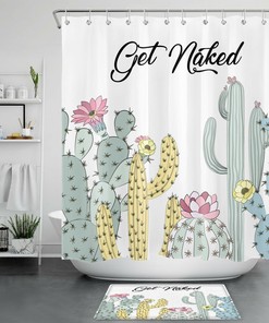 Funny Quotes With Succulents And Cacti Shower Curtain, Tropical Bathroom Decor Idea