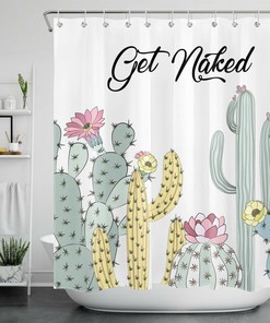 Funny Quotes With Succulents And Cacti Shower Curtain, Tropical Bathroom Decor Idea