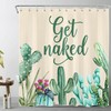 Funny Quotes and Floral Watercolor Cactus Shower Curtain for a Humorous Bathroom