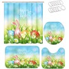 Funny Rabbit Ears With Colorful Easter Eggs Spring Shower Curtain And Creative Shower Curtains